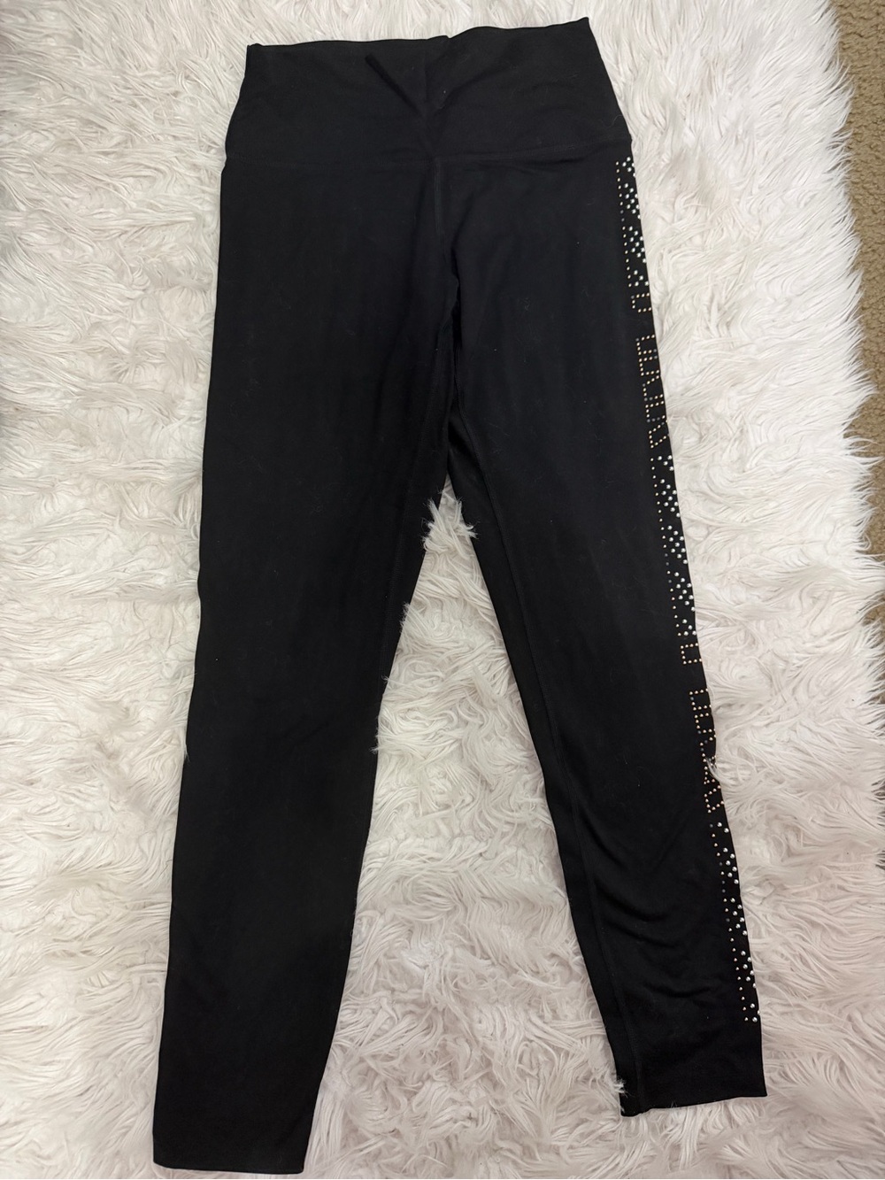 Pink Victoria secret Black High-Waist Leggings with Side Stud Detail